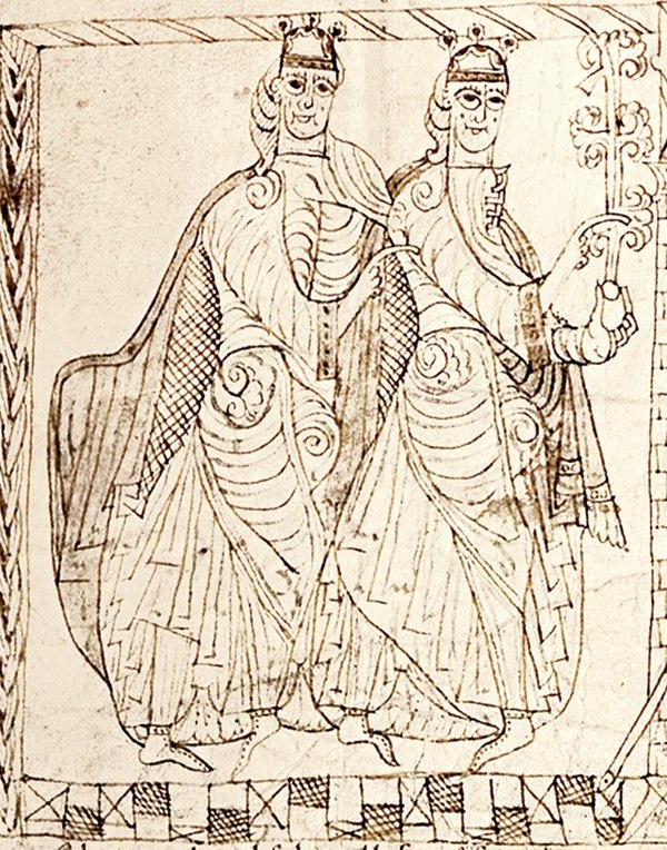 Sancho III of Castile and Ferdinand II of León and Galicia, from a Privilegium Imperatoris of Alfonso VII of León and Castile