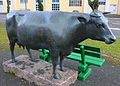 Bronze sculpture of a cow