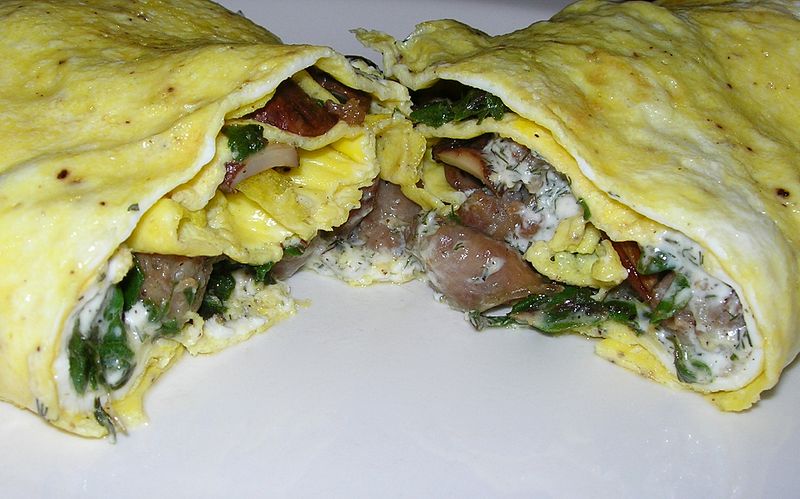 File:Sausage, Mushroom & Chard Omelette (9108798823).jpg