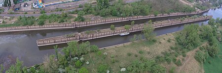 Schleuse Magdeburg Luftbild Panorama