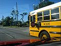 Знак остановки школьного автобуса, обязательный в США