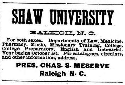 An ad for Shaw University from 1900, placed in a black-owned newspaper in Minnesota.