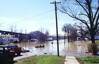 Smithland, Kentucky during March 1997 flood Smithlandkyflood1997.jpg