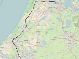 Spoorlijn Amsterdam - Rotterdam op de kaart
