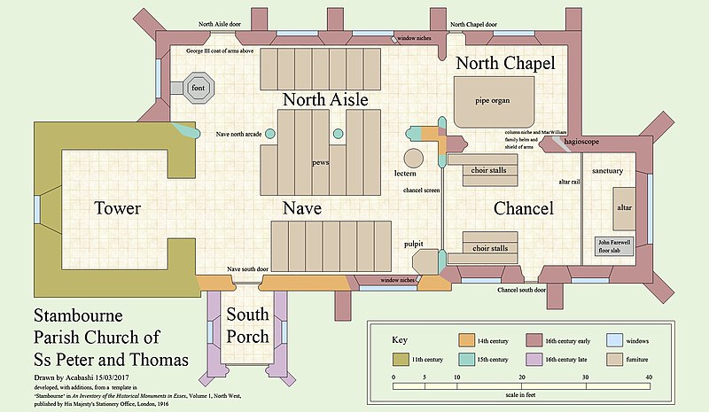 File:Ss Peter and Thomas' Church, Stambourne, Essex - Church floor plan.jpg