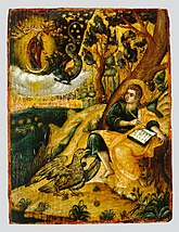 St John the Theologian writing the Book of Revelation (Byzantine museum).jpg