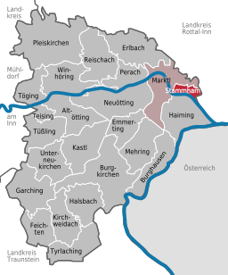 Läget för Stammham i Landkreis Altötting