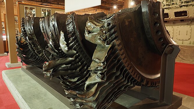 One of the fragments of a steam turbine rotor which broken into four in an accident and found 880 m away.