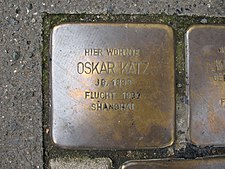 Stolperstein Oskar Katz, 1, Laportestrasse 24a, Linden-Süd, Hannover.jpg