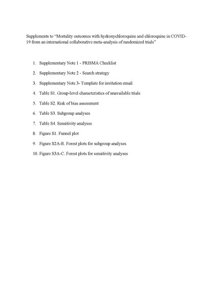 File:Suppl. Mat. Axfors et al. 2021 Mortality outcomes with hydroxychl0oroquine and chloroquine in COVID-19 from an international collaborative meta-analysis of randomized trials.pdf
