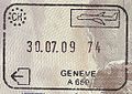 Exit stamp for air travel, issued at Geneva Airport