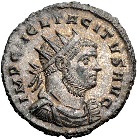 Antoninianus of Tacitus. Legend: IMPerator Caesar Marcus CLavdius TACITVS AVGustus.