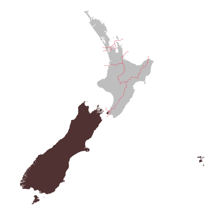 Map of New Zealand with the Te Tai Tonga electorate highlighted.