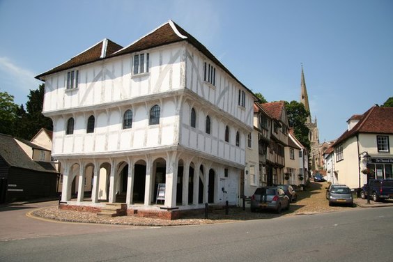 Thaxted Guildhall, with Stoney Lane leading up to the Parish Church
