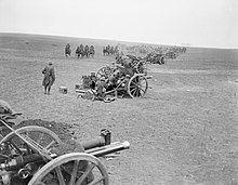 An 18-pounder battery in action in the open during the German Spring Offensive. The German Spring Offensive, March-july 1918 Q8655.jpg