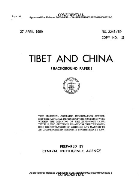 File:Tibet MAP dated 27 April 1959---from Tibet and China Background Paper- No. 2243-59, prepared by the Central Intelligence Agency, approved for release 2005-04-19 by the CIA-----CIA-RDP82R00025R000100060022-5.pdf