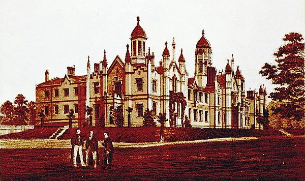 The original Gothic Revival Trinity College, circa 1852 by architect Kivas Tully