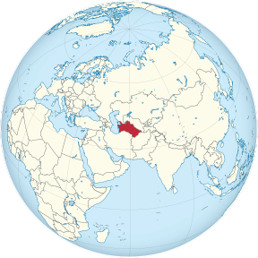 Turkmenistan on the globe (Turkmenistan centered).svg