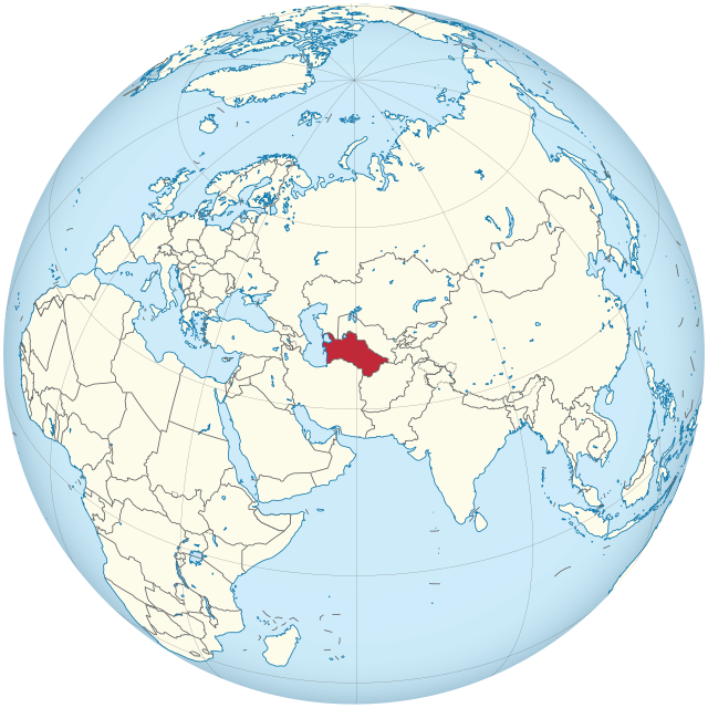 Description de l'image Turkmenistan on the globe (Turkmenistan centered).svg.