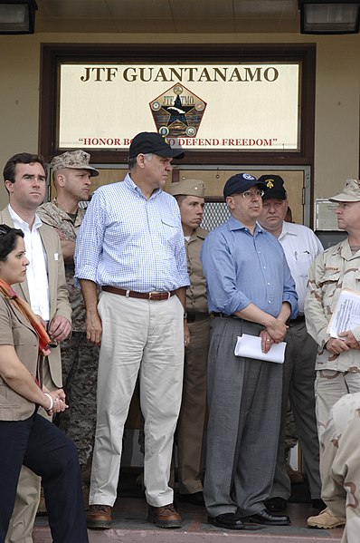 File:US Navy 070512-N-3642E-047 Sen. Mel Martinez and the Secretary of the Navy (SECNAV), the Honorable Dr. Donald C. Winter, listen to a brief about the safe and humane care of detained enemy combatants housed in Camp Delta.jpg