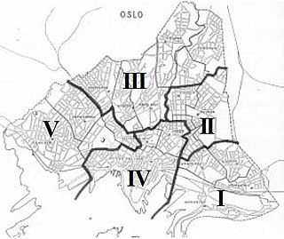 kart over Oslo med grenser mellom valgkretsene