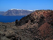 Fira from Nea Kameni volcanic Island