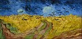 『カラスのいる麦畑』1890年7月、オーヴェル。油彩、キャンバス、50.5 × 103 cm。ゴッホ美術館[268]F 779, JH 2117。