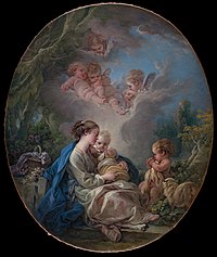 Virgin and Child with the Young Saint John the Baptist and Angels label QS:Len,"Virgin and Child with the Young Saint John the Baptist and Angels" 1765
