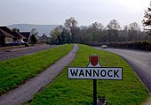 Wannock sign. The road approaching Wannock from the direction of Polegate