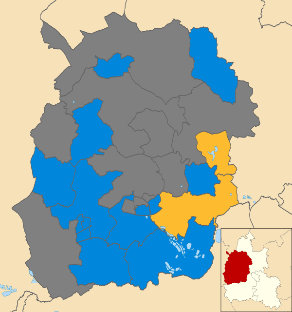 Map of the results of the 2010 West Oxfordshire District Council election. Conservatives in blue and Liberal Democrats in yellow. Wards in dark grey were not contested in 2010.