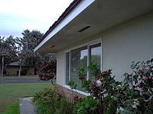 Wide eaves of a typical ranch house, this one built in 1966 in California Wideeaves.JPG