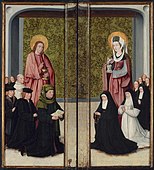 Franco van Langhel and his sons with Saint John the Evangelist 79.4 × 35.9 cm Heilwig van der Rullen and her daughters with Saint Mary Magdalen 79.7 × 36.8 cm