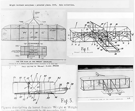 The Wright brothers' patent drawings for their aeroplane (1908)