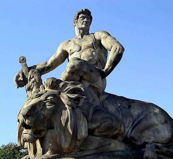 A monument of Samson in Poland