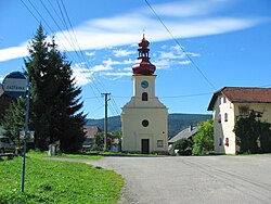 centrum vesnice s kaplí Panny Marie