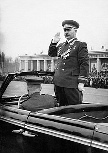 Bagramyan at a military parade in Riga, 1955 Geroi Sovetskogo Soiuza general armii I.Kh. Bagramian v Rige.jpg