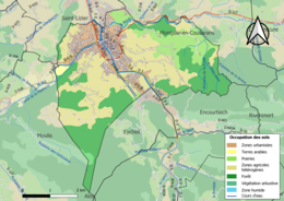 Barevná mapa znázorňující využití půdy.