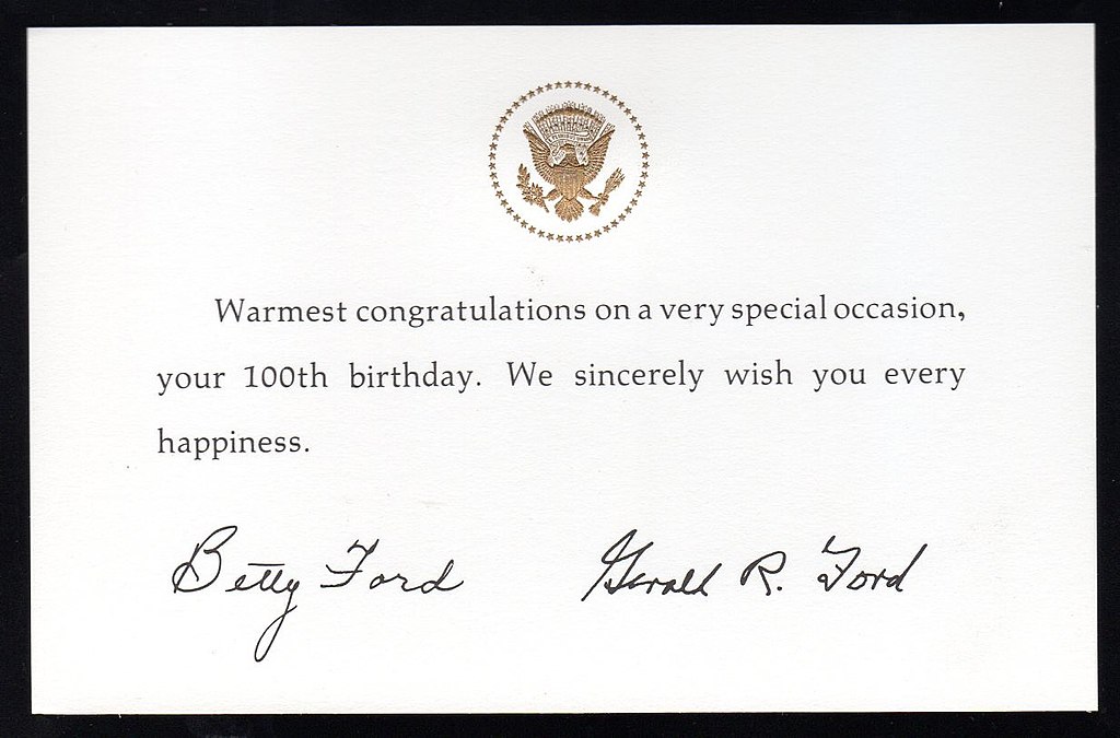 100th birthday card Fords