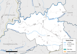 Farbkarte mit dem hydrografischen Netz der Gemeinde