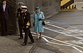 HM Queen Elizabeth II attending the naming ceremony for new aircraft carrier HMS Queen Elizabeth in 2014