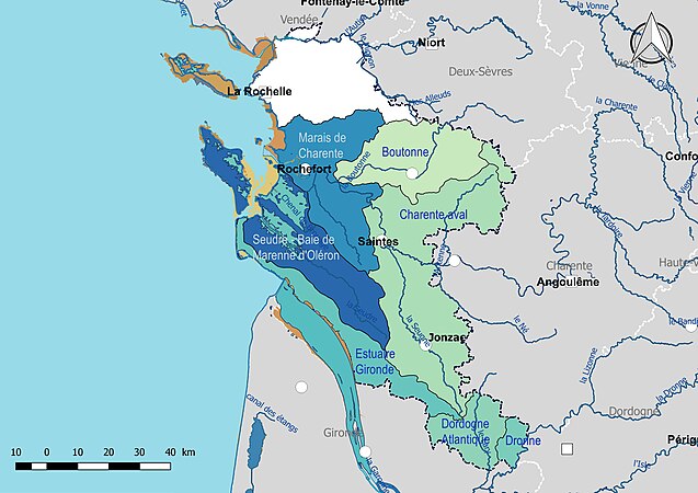 Les unités hydrographiques de référence de la Charente-Maritime.
