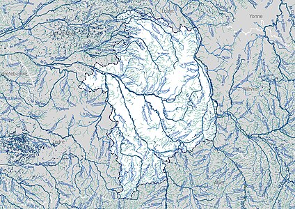 Carte de l'ensemble du réseau hydrographique de la Cher.