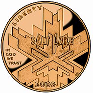2002 Olympic Winter Games $5 coin created by the U.S. Mint 2002SLC proof gold.JPG