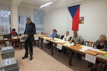 Polling station of the electoral district no. 70 in Olomouc during Czech Senate elections and the regional elections held in the Czech Republic on 7 October 2016