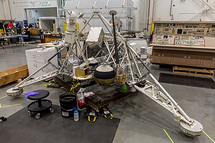 A Surveyor lander undergoing restoration at the Udvar-Hazy Center
