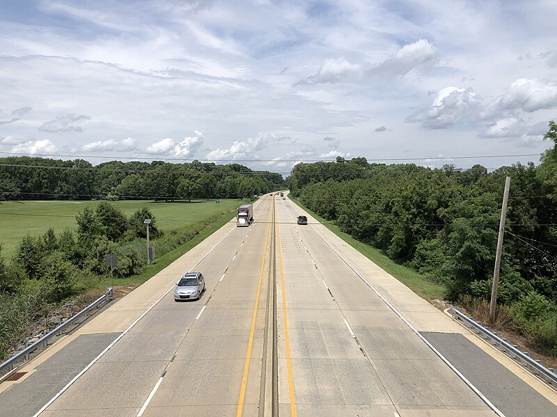 File:2022-07-18 13 32 14 View north along Delaware State Route 71 and Delaware State Route 896 (Summit Bridge Road) from the overpass for Chesapeake City Road in Summit Bridge, New Castle County, Delaware.jpg