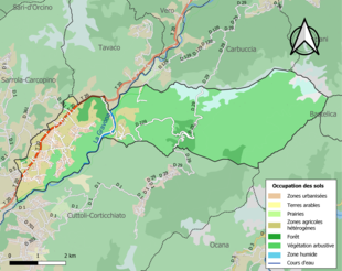 Kolorowa mapa przedstawiająca użytkowanie gruntów.