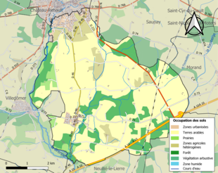 Barevná mapa znázorňující využití půdy.