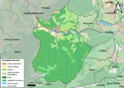 Kolorowa mapa przedstawiająca użytkowanie gruntów.