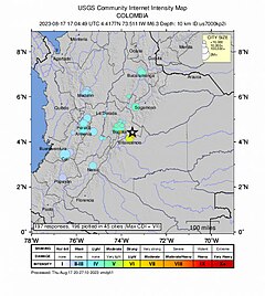 Terremotos De Colombia Central De 2023: Información tectónica, Terremoto y daños, Réplicas